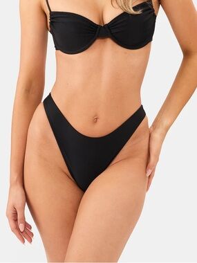 Nyud Swimwear - Arlo Bottoms, Black High-Cut Bikini Bottom